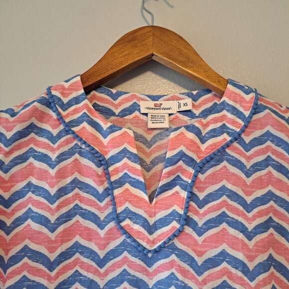 Vineyard Vines Girls Whale Tail Chevron Tunic Swim Cover Up Blouse Sz XSmall - Picture 5 of 11